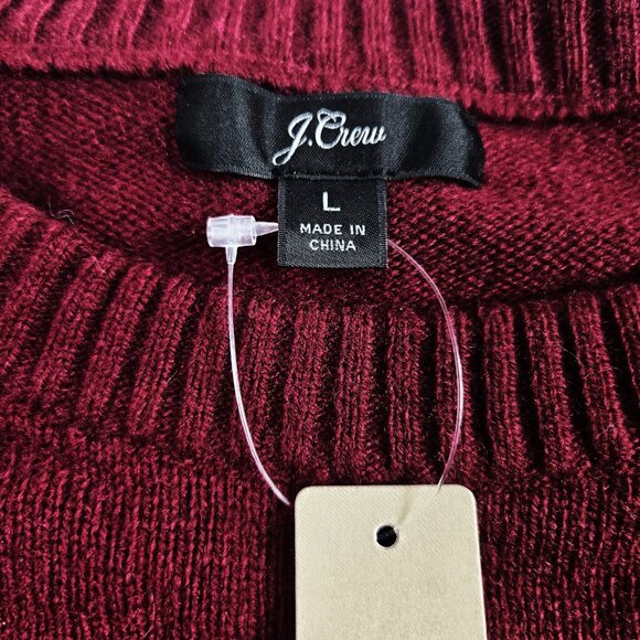 J.Crew Burgundy Soft Lambs Wool Blend Crewneck Sweater Jewel Buttons Large NWT - Picture 4 of 13
